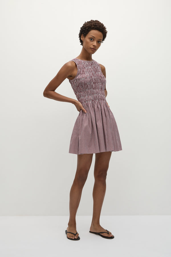 Faithfull The Brand Heidi Mini Dress Gingham Deep Red