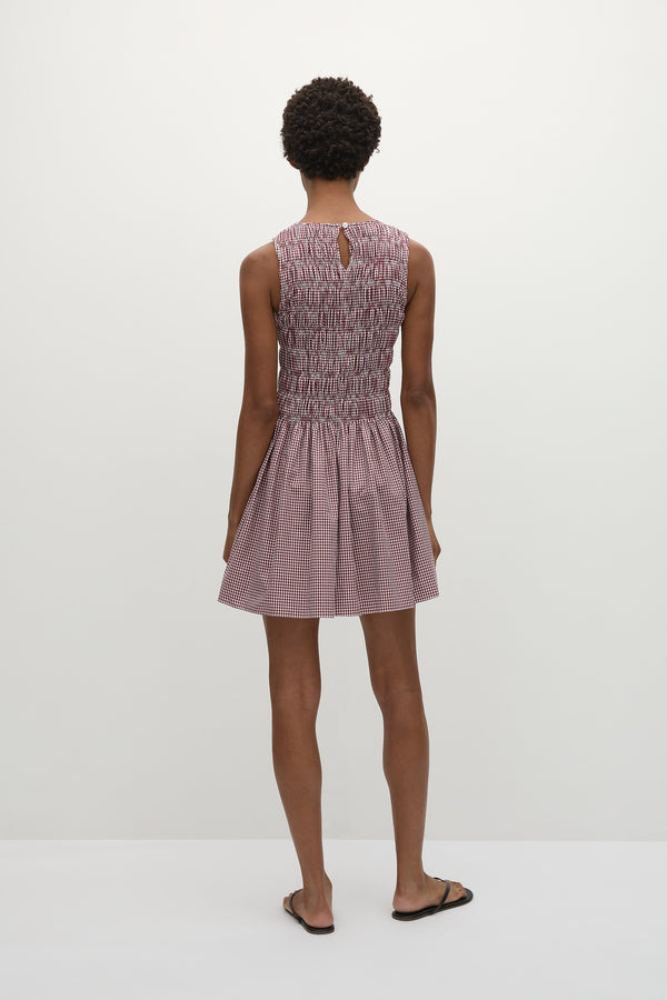Faithfull The Brand Heidi Mini Dress Gingham Deep Red