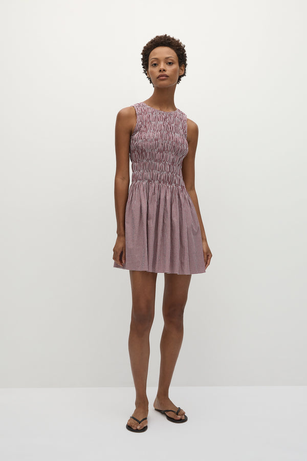 faithfull the brand Heidi Mini Dress Gingham Deep Red