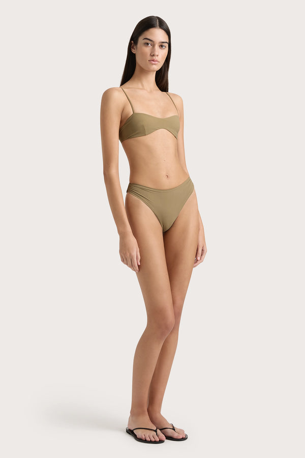 Faithfull The Brand Henni Bikini Bottom Khaki - Final Sale