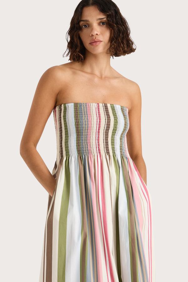 Faithfull The Brand Jamie Midi Dress Meleu Stripe Multi
