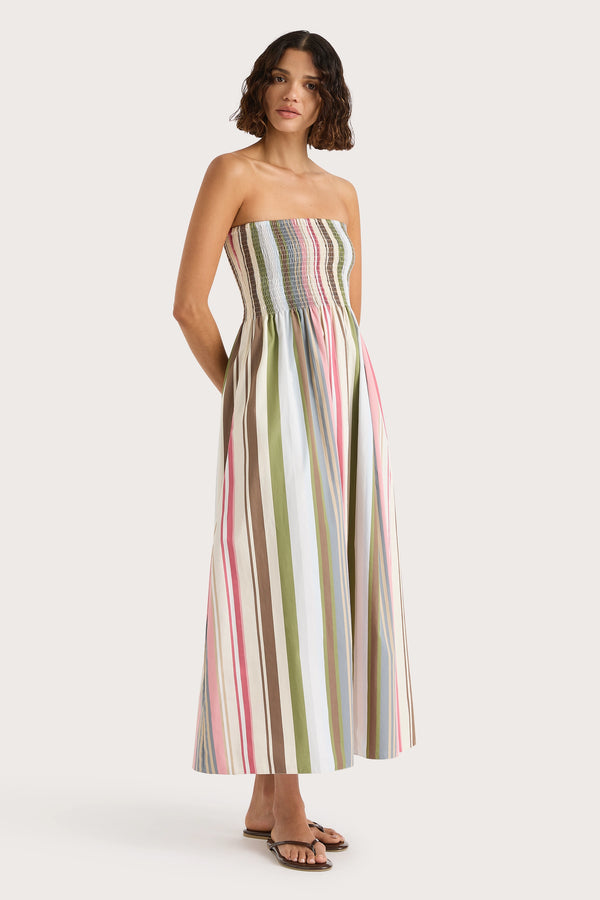 Faithfull The Brand Jamie Midi Dress Meleu Stripe Multi