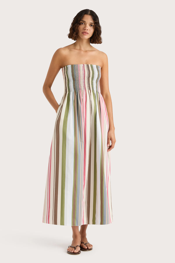 faithfull the brand Jamie Midi Dress Meleu Stripe Multi