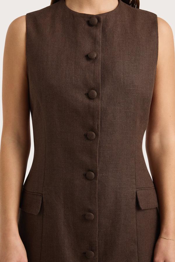 Faithfull The Brand Jane Mini Dress Bistre - Final Sale