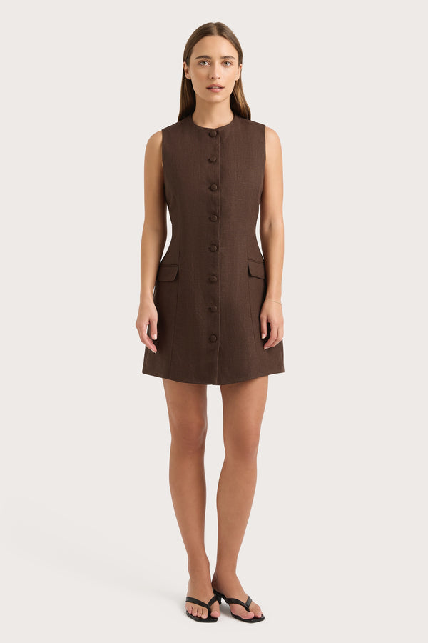 faithfull the brand Jane Mini Dress Bistre - Final Sale