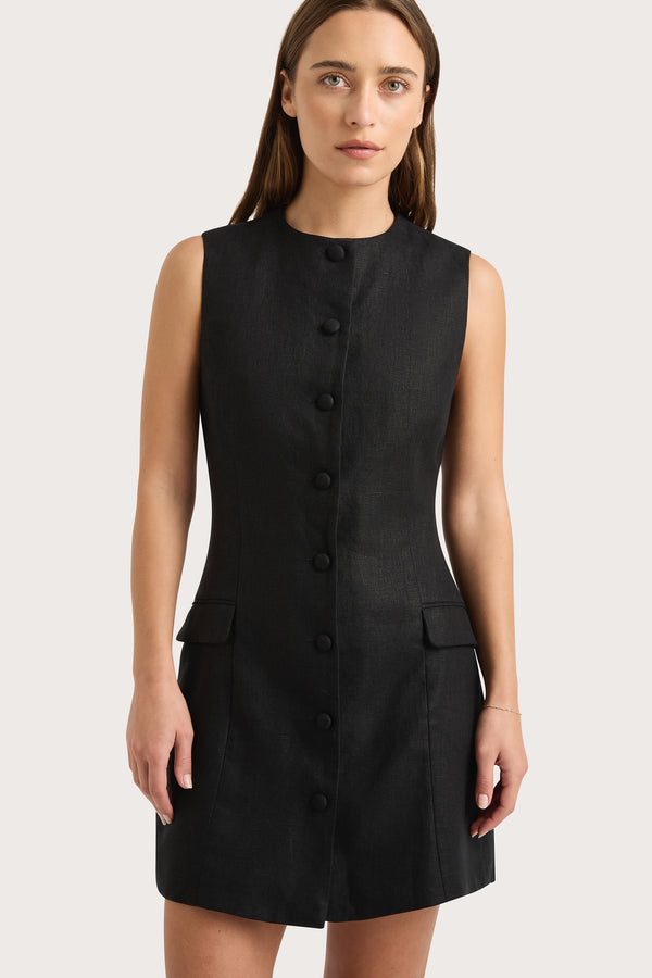 Faithfull The Brand Jane Mini Dress Black - Final Sale