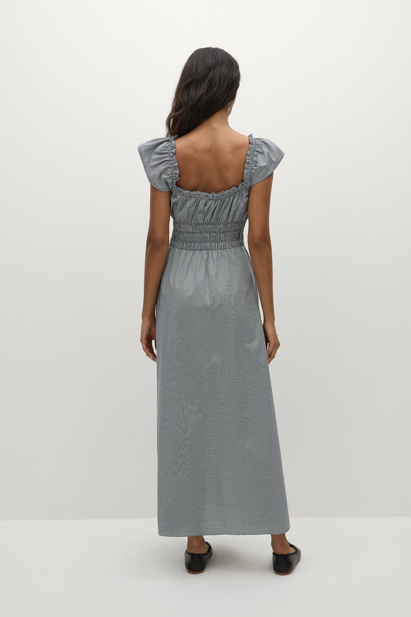 Faithfull The Brand Janne Midi Dress Hanne Gingham Vintage Navy