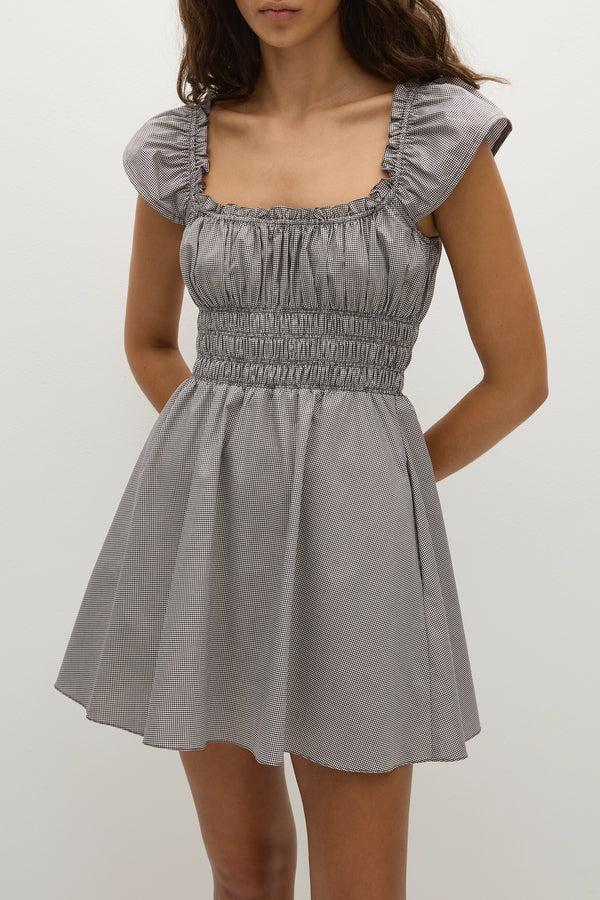 Faithfull The Brand Janne Mini Dress Hanne Gingham Espresso