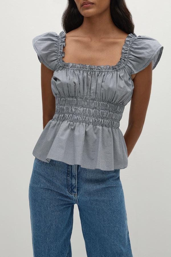 Faithfull The Brand Janne Top Hanne Gingham Vintage Navy