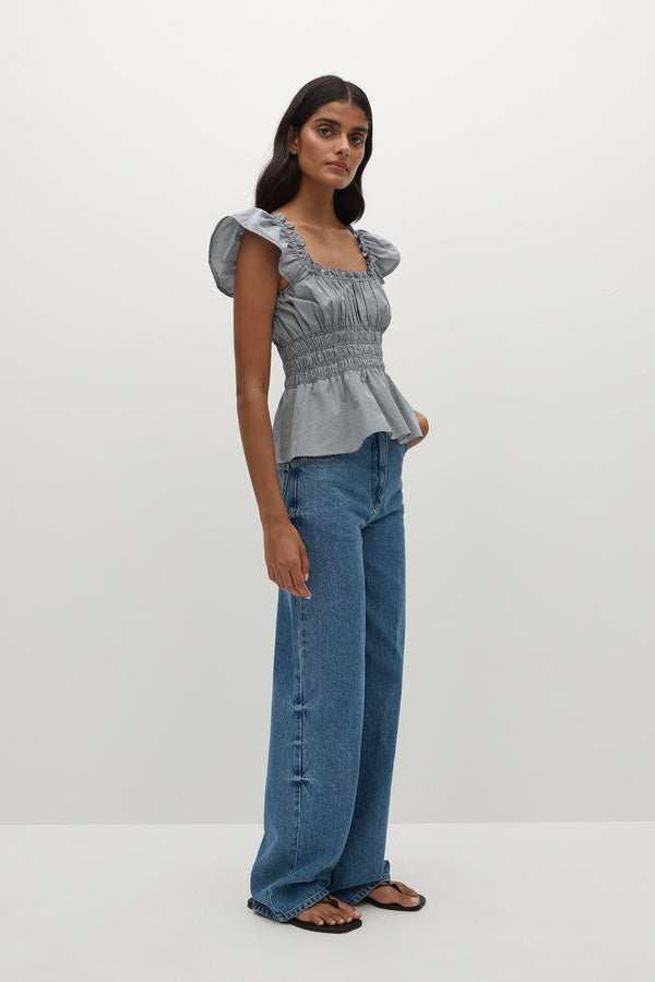 Faithfull The Brand Janne Top Hanne Gingham Vintage Navy