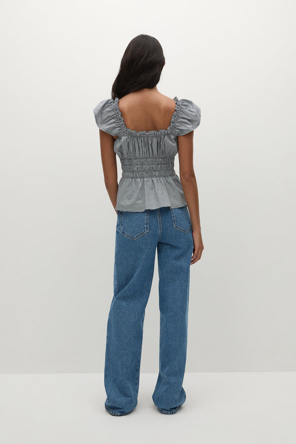 Faithfull The Brand Janne Top Hanne Gingham Vintage Navy