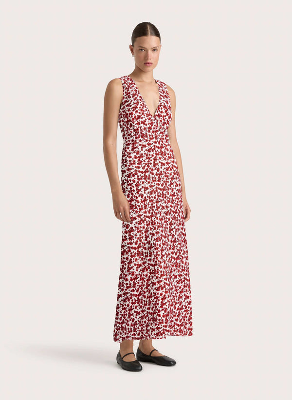 Faithfull The Brand Jardin Midi Dress Leilani Red - Final Sale