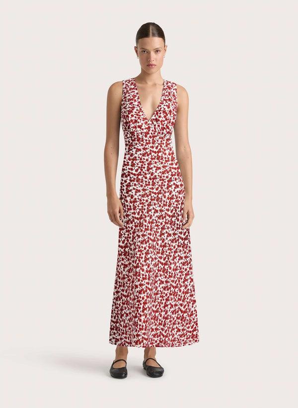 Faithfull The Brand Jardin Midi Dress Leilani Red - Final Sale