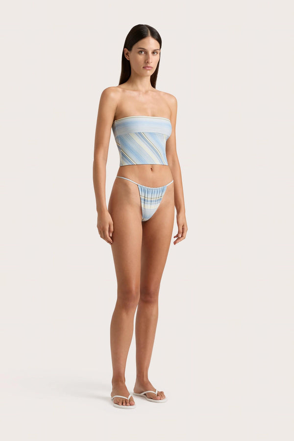 Faithfull The Brand Jean Swim Top Futura Stripe Sky Blue - Final Sale