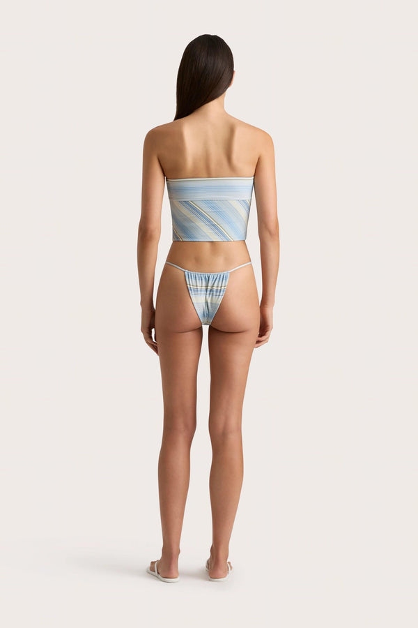 Faithfull The Brand Jean Swim Top Futura Stripe Sky Blue - Final Sale
