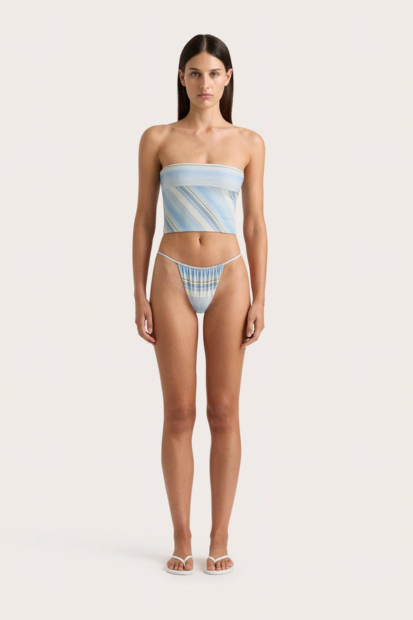 faithfull the brand Jean Swim Top Futura Stripe Sky Blue - Final Sale