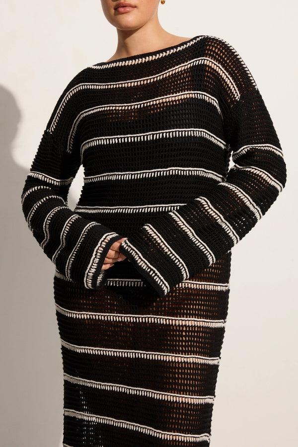 Faithfull The Brand Jesolo Crochet Dress Black/Off White - Final Sale