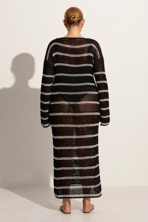 Faithfull The Brand Jesolo Crochet Dress Black/Off White - Final Sale