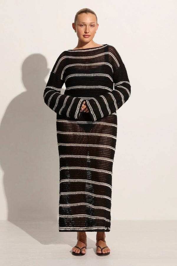 faithfull the brand Jesolo Crochet Dress Black/Off White - Final Sale