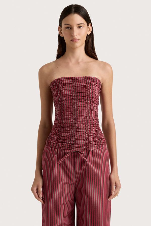 Faithfull The Brand Jilliane Top Wine Stripe - Final Sale