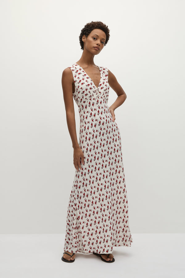 Faithfull The Brand Josephine Maxi Dress Hazy Rose Deep Red