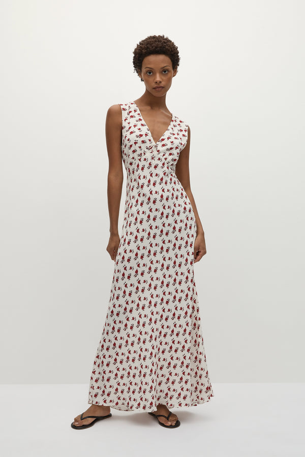 faithfull the brand Josephine Maxi Dress Hazy Rose Deep Red