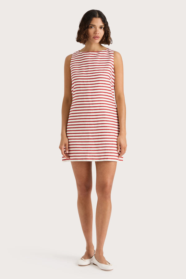 faithfull the brand Kelly Mini Dress Breton Stripe Red