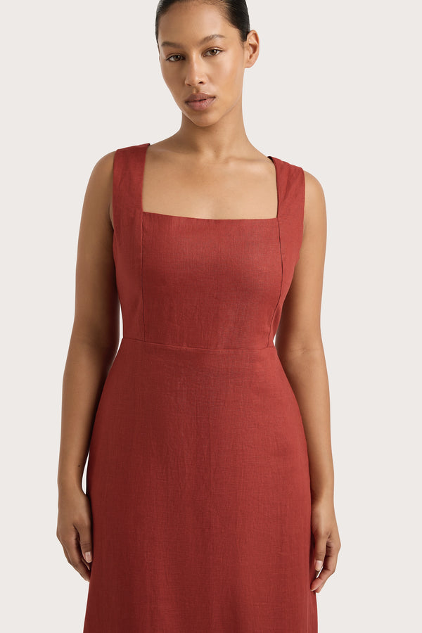 Faithfull The Brand Lais Midi Dress Garnet - Final Sale