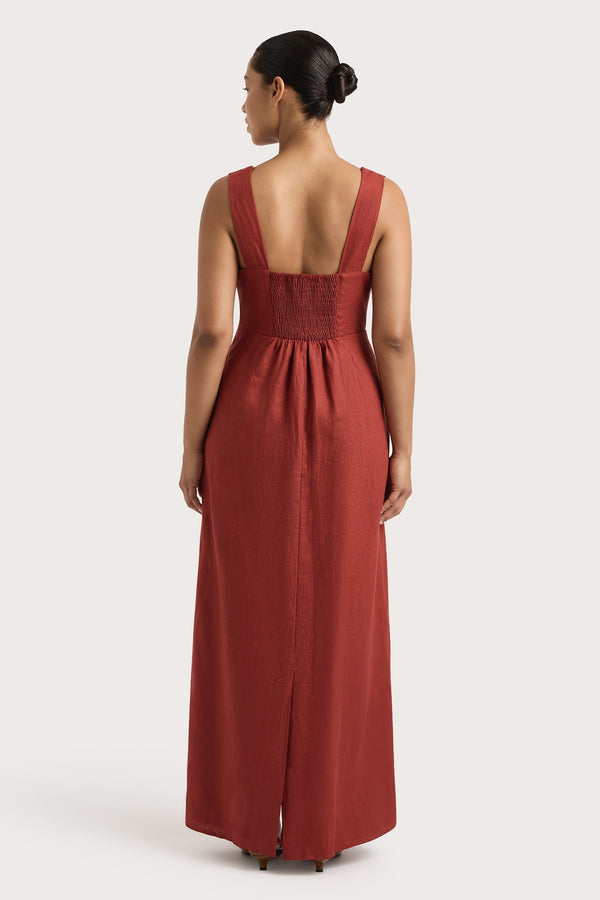 Faithfull The Brand Lais Midi Dress Garnet - Final Sale
