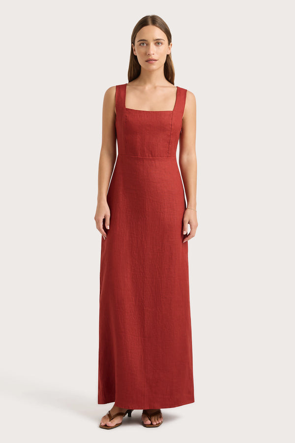 Faithfull The Brand Lais Midi Dress Garnet - Final Sale