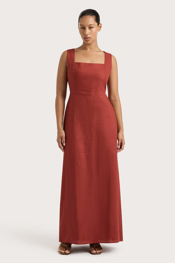 faithfull the brand Lais Midi Dress Garnet - Final Sale