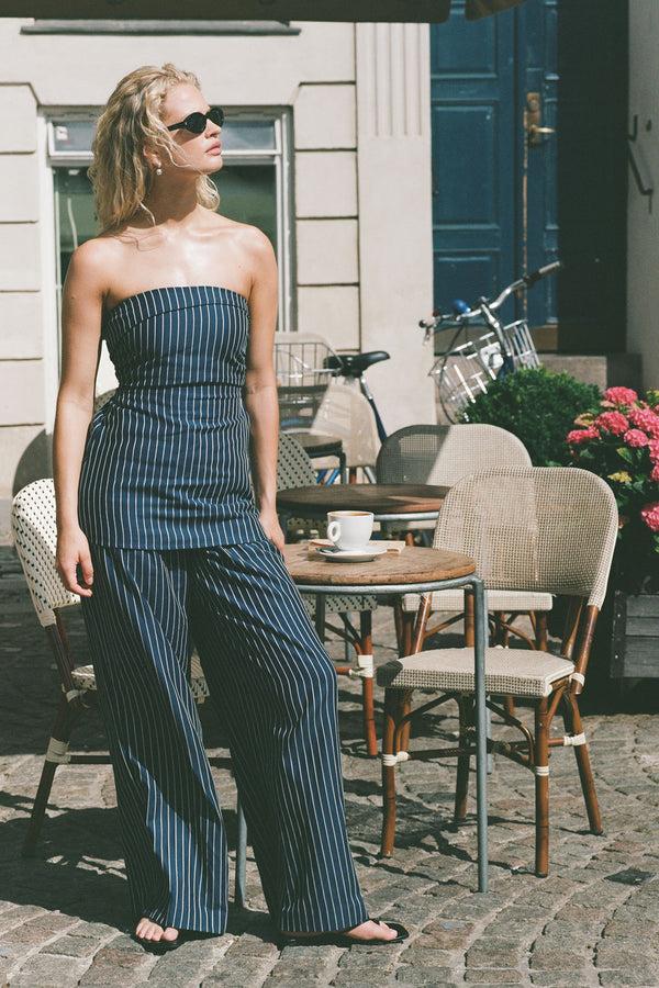 Faithfull The Brand Lalia Trouser Chevron Stripe Vintage Navy