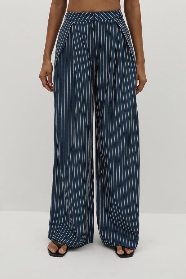 Faithfull The Brand Lalia Trouser Chevron Stripe Vintage Navy