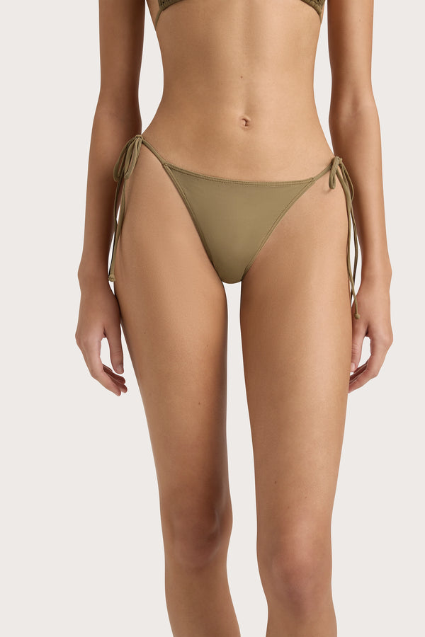 Faithfull The Brand Leo Bikini Bottom Khaki - Final Sale