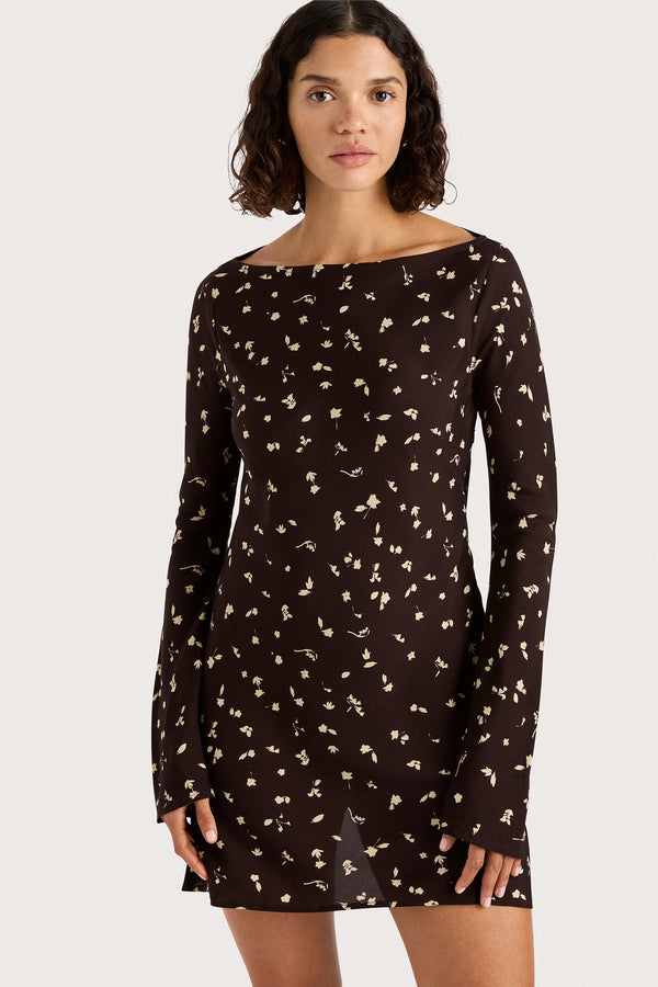 Faithfull The Brand Lilou Mini Dress Clover Brown - Final Sale
