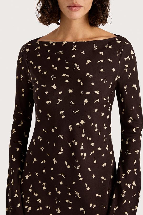 Faithfull The Brand Lilou Mini Dress Clover Brown - Final Sale