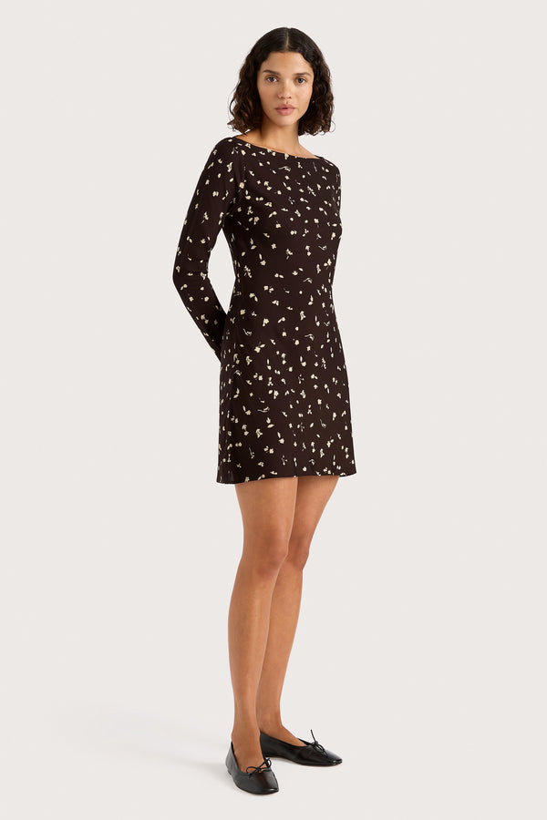 Faithfull The Brand Lilou Mini Dress Clover Brown - Final Sale