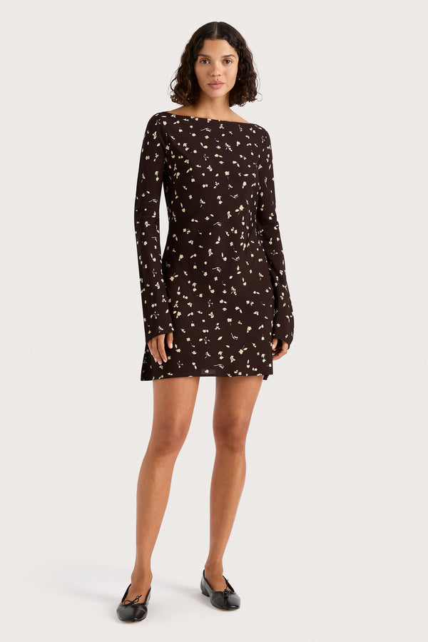 faithfull the brand Lilou Mini Dress Clover Brown - Final Sale