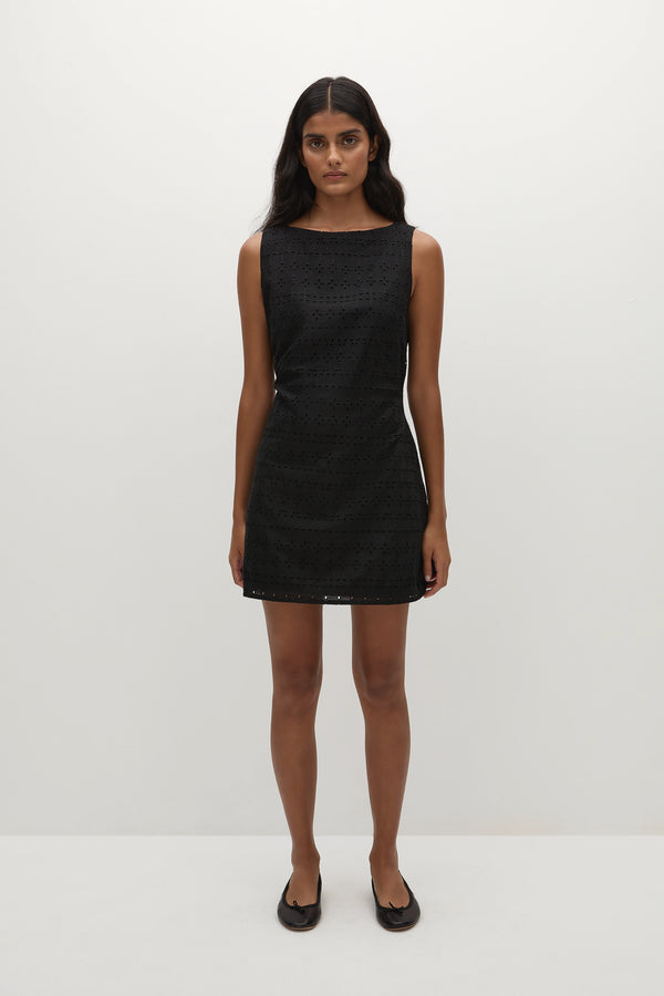 faithfull the brand Lily Mini Dress Agnes Broderie Anglaise Black