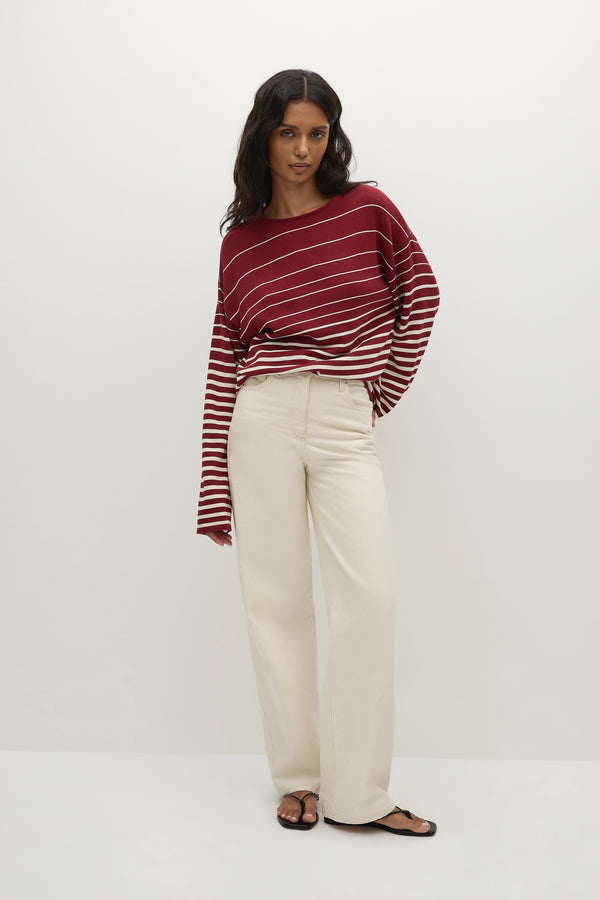 faithfull the brand Lyana Top Scandi Stripe Red Cream