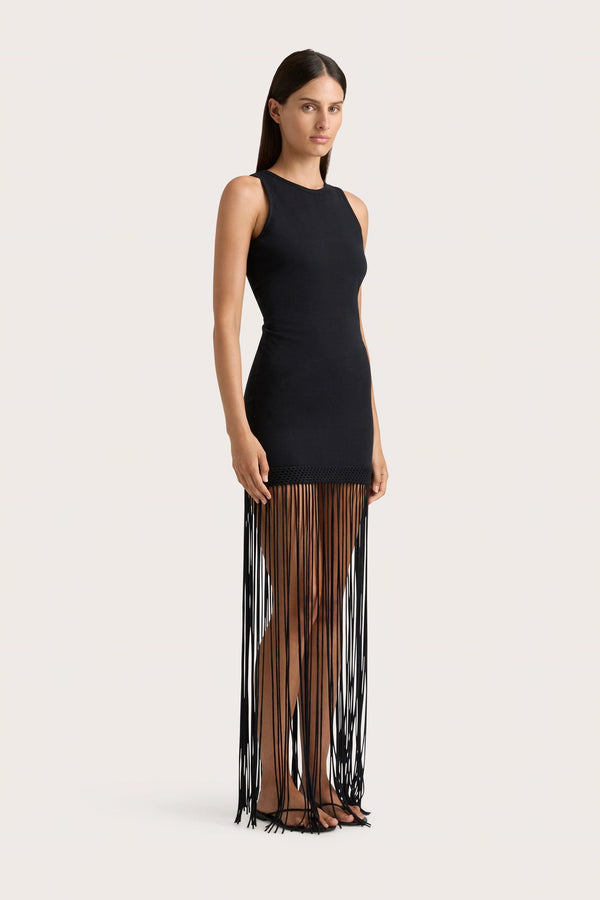 Faithfull The Brand Maceio Fringed Dress Black - Final Sale