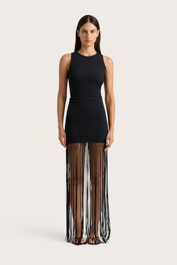 faithfull the brand Maceio Fringed Dress Black - Final Sale