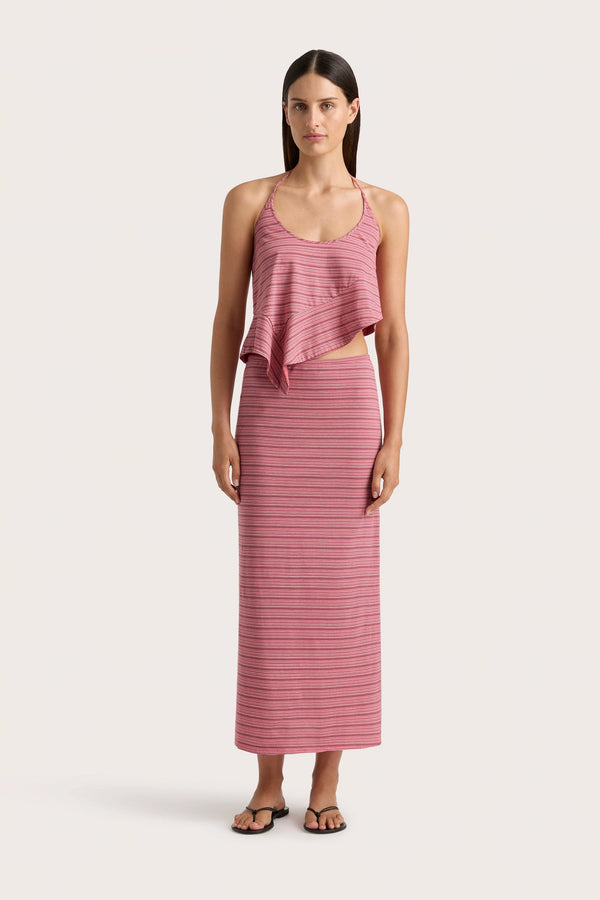 faithfull the brand Maceio Midi Skirt Vermillion Stripe - Final Sale