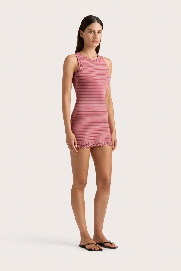 Faithfull The Brand Maceio Mini Dress Vermillion Stripe - Final Sale