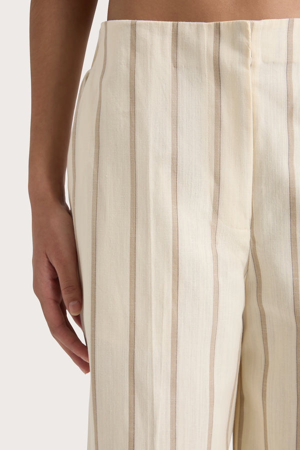 Faithfull The Brand Maeve Stripe Trouser Shadow Stripe Butter - Final Sale
