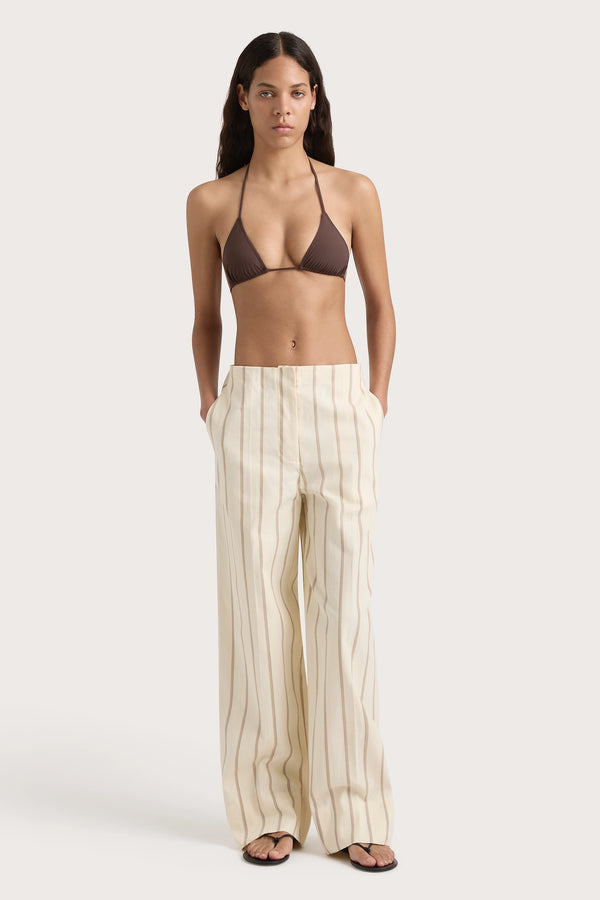 Faithfull The Brand Maeve Stripe Trouser Shadow Stripe Butter - Final Sale