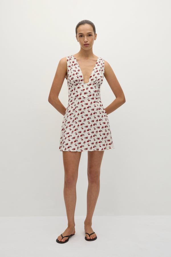 faithfull the brand Mela Mini Dress Hazy Rose Deep Red