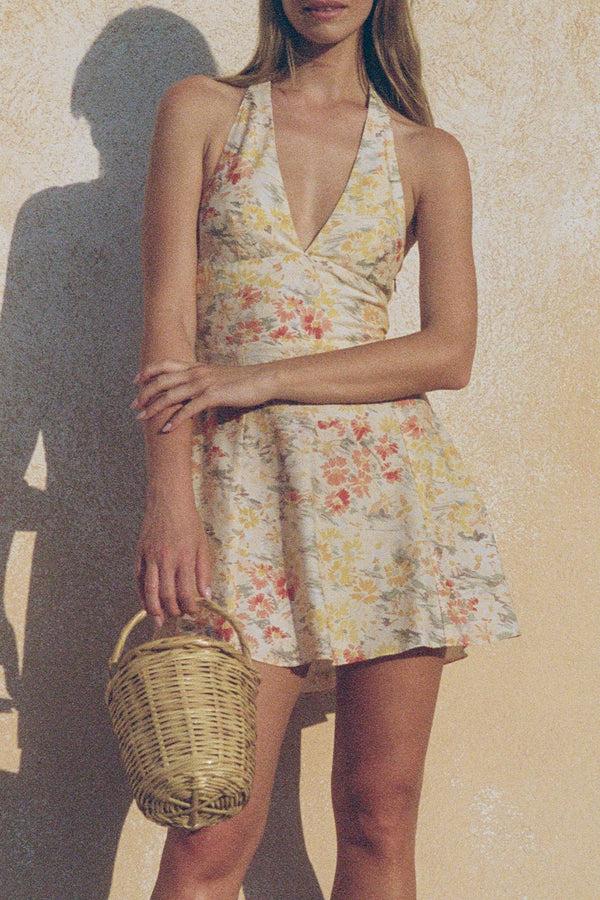 Faithfull The Brand Mira Mini Dress Adeline Floral Yellow