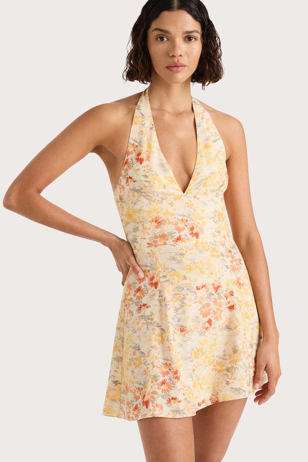 Faithfull The Brand Mira Mini Dress Adeline Floral Yellow