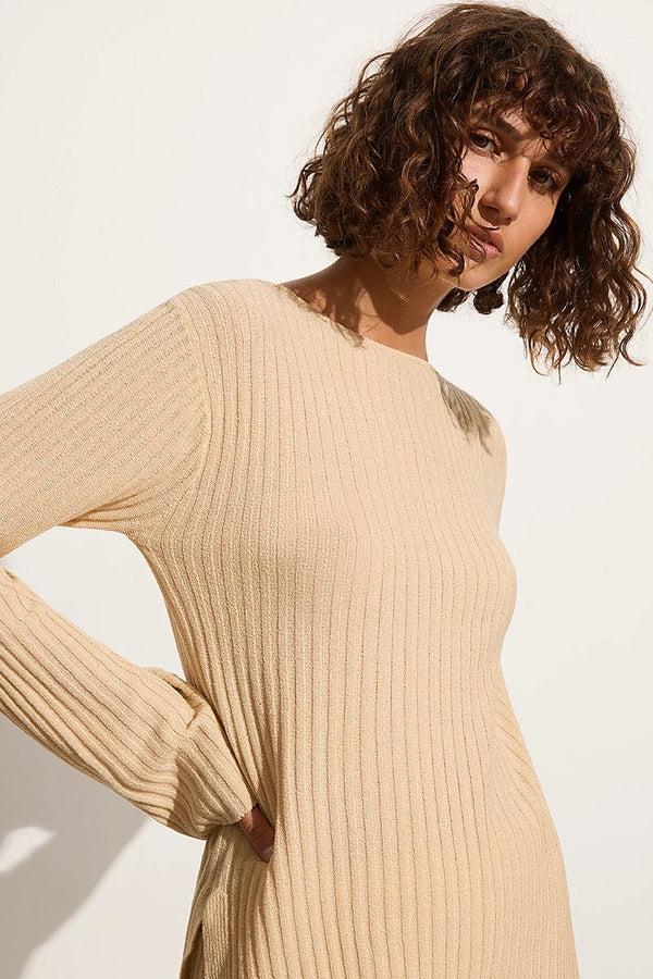 Faithfull The Brand Mitras Tunic Top Beige - Final Sale